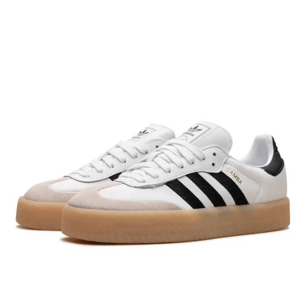 Adidas Sambaae Sneakers Womens 8 White Black Gum New IG5744 Platform‎ Terrace